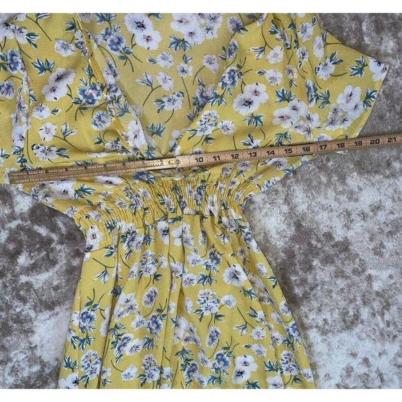 Women Short Sleeve Wrap Boho Floral Maxi Boho Dress Ladies Summer Sundress SZ SM - Picture 6 of 8